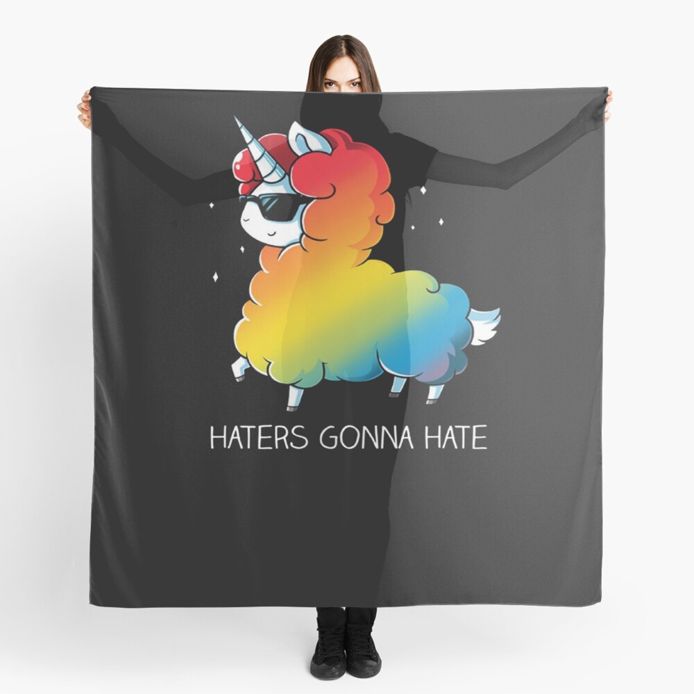 "Haters Gonna Hate Rainbow Llama Unicorn Llamacorn Shirt " Scarf for