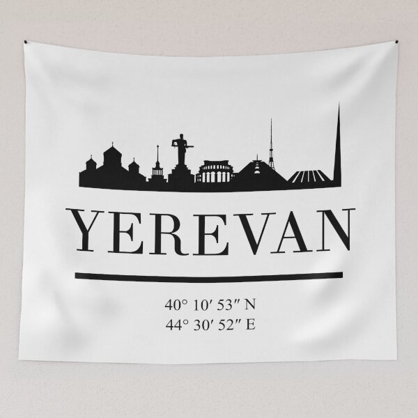 Item preview, YEREVAN ARMENIA BLACK SILHOUETTE SKYLINE ART designed and sold by deificusArt.