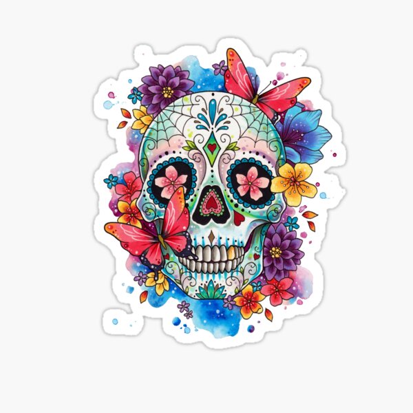 Sugar Skull and Butterflies Sticker