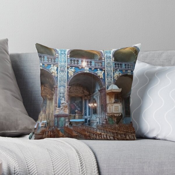 Christmas card church Isle sur la Sorgue, South of France Throw Pillow