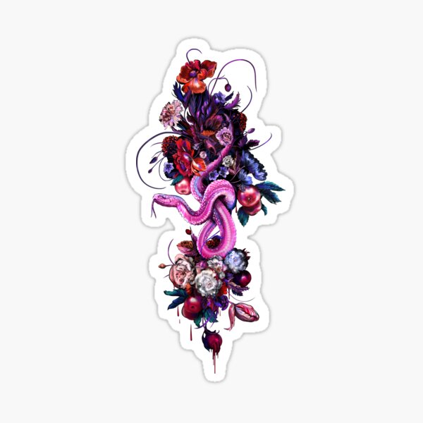 Aperçu de l'œuvre  serpent botanique floral et rose vibrant - aussi trippy que possible!
peint créée et vendue par 7115.