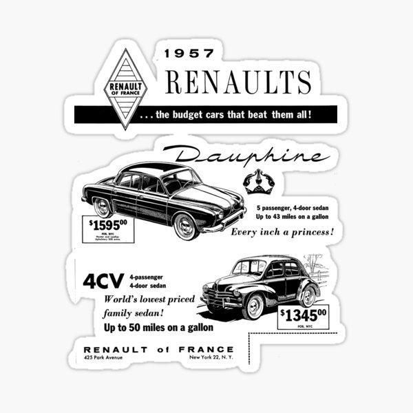 "RENAULT DAUPHINE / 4CV" Sticker for Sale by ThrowbackMotors Redbubble