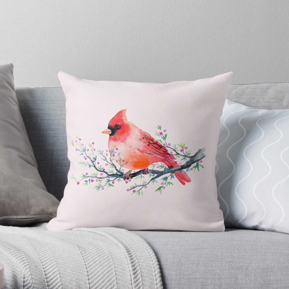 red bird pillow