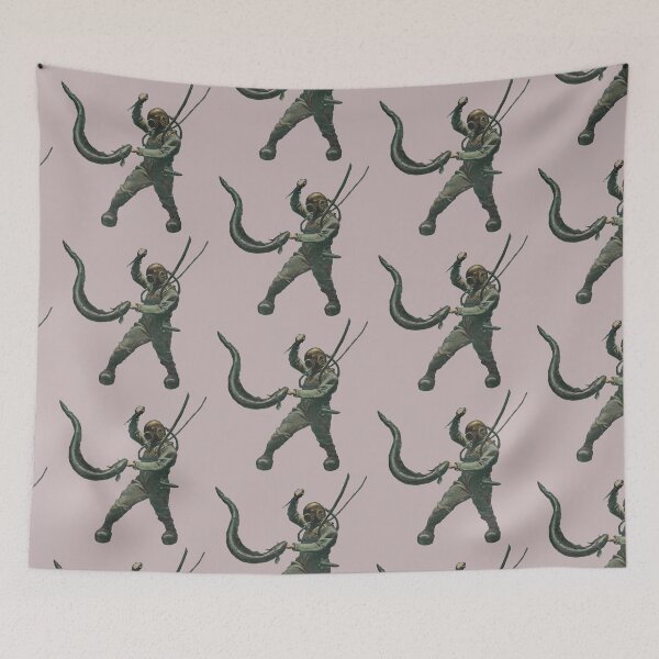 Item preview, Vintage Diver with Diving Helmet Fighting an Eel URM designed and sold by urmaddad.