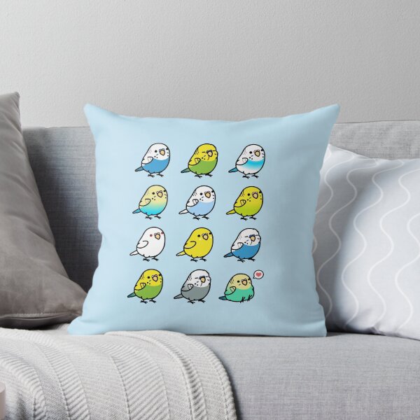 Chubby Budgies Throw Pillow