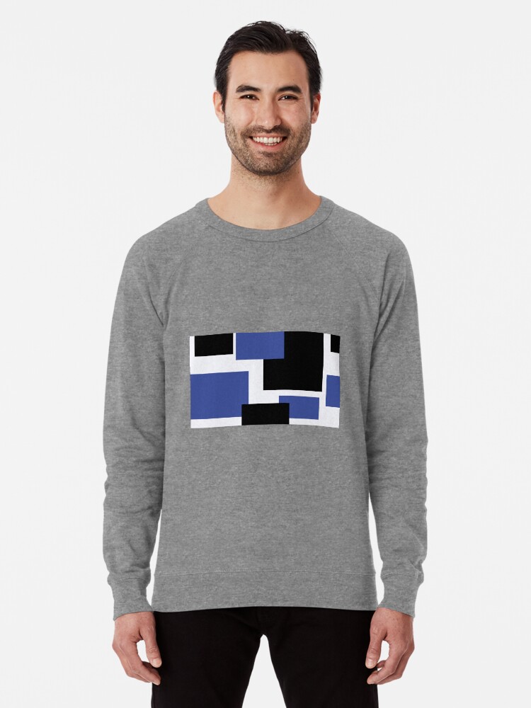 Black And Blue And White Abstract Lightweight Sweatshirt By Sirea