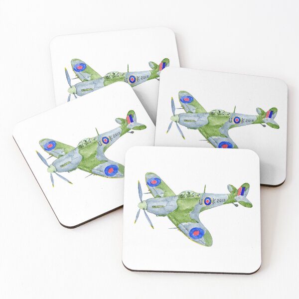 Artikelvorschau, Aquarell RAF Spitfire Kampfflugzeug Illustration entworfen und verkauft von cornercroft.