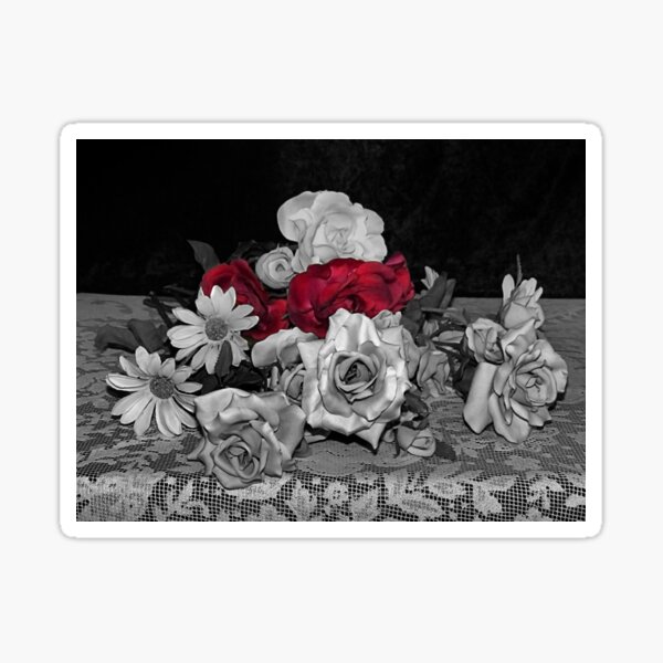 Item preview, Black White Flower Still LIfe Red Rose A250 designed and sold by byNicol.