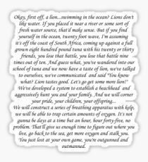 Other guys lion vs tuna quote Sticker