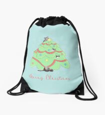 Holiday Kitties Drawstring Bag