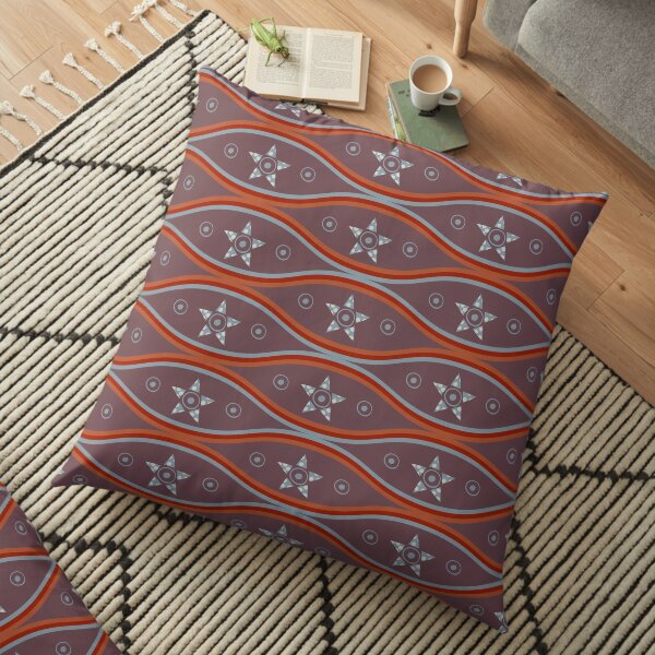 Tribal Lattice with Suns and Stars Floor Pillow