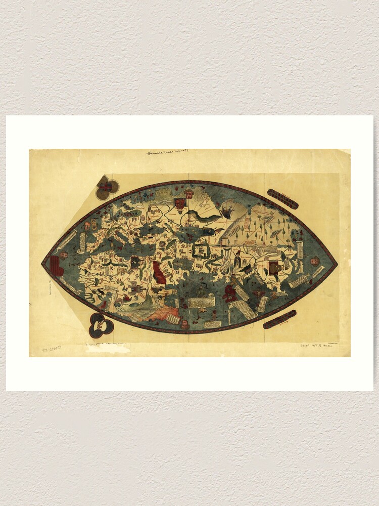 Genoese World Map 1457 Art Print By Allhistory Redbubble   Farp,small,wall Texture,product,750x1000.u1 