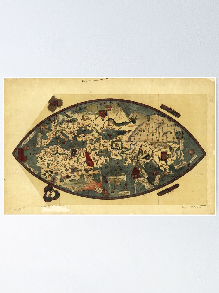 Genoese World Map 1457 Poster For Sale By Allhistory Redbubble   Fposter,small,wall Texture,product,750x1000.u1 