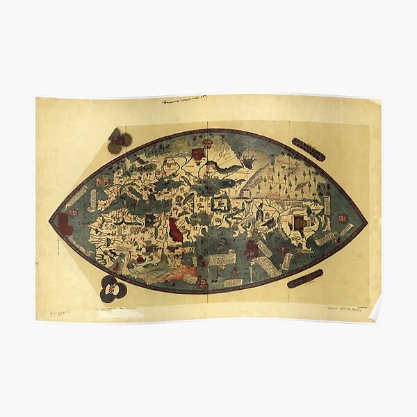 Genoese World Map 1457 Poster For Sale By Allhistory Redbubble   Poster,504x498,f8f8f8 Pad,600x600,f8f8f8.u1 