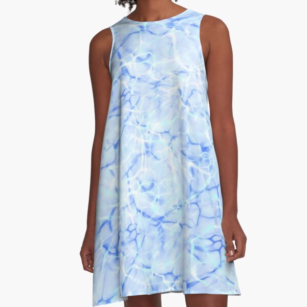 Schimmerndes Wasser Blau Türkis A-Linien Kleid