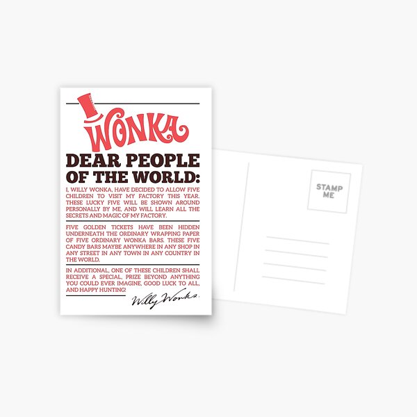 Wonka T-shirt Unisex Postcard
