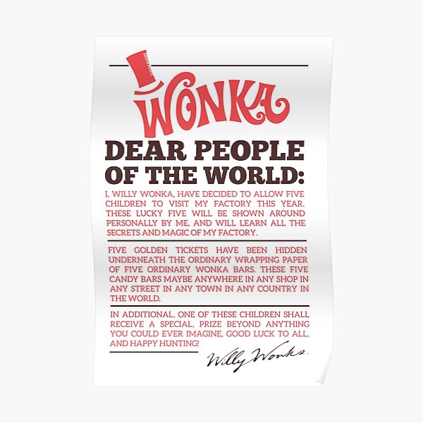 Wonka T-shirt Unisex Poster