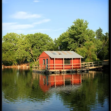 Artwork thumbnail, Boathouse Reflection by Rdestruction