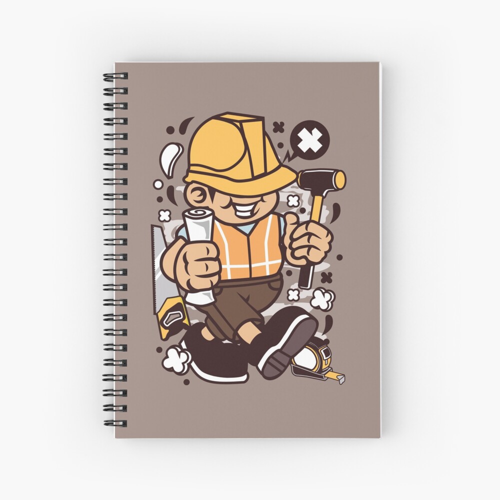 Construction Worker Cartoon Character - Funny illustration for people who  like building Fun !