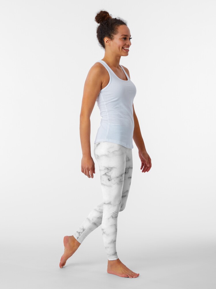 Disover Modern White & Gray Marble Texture Leggings