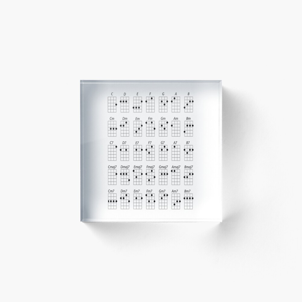 Ukulele Chords Acrylic Block By Forestkat Redbubble