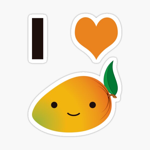 I Love Mango Cute Kawaii Smiling Mango Sticker For Sale By Eggtooth