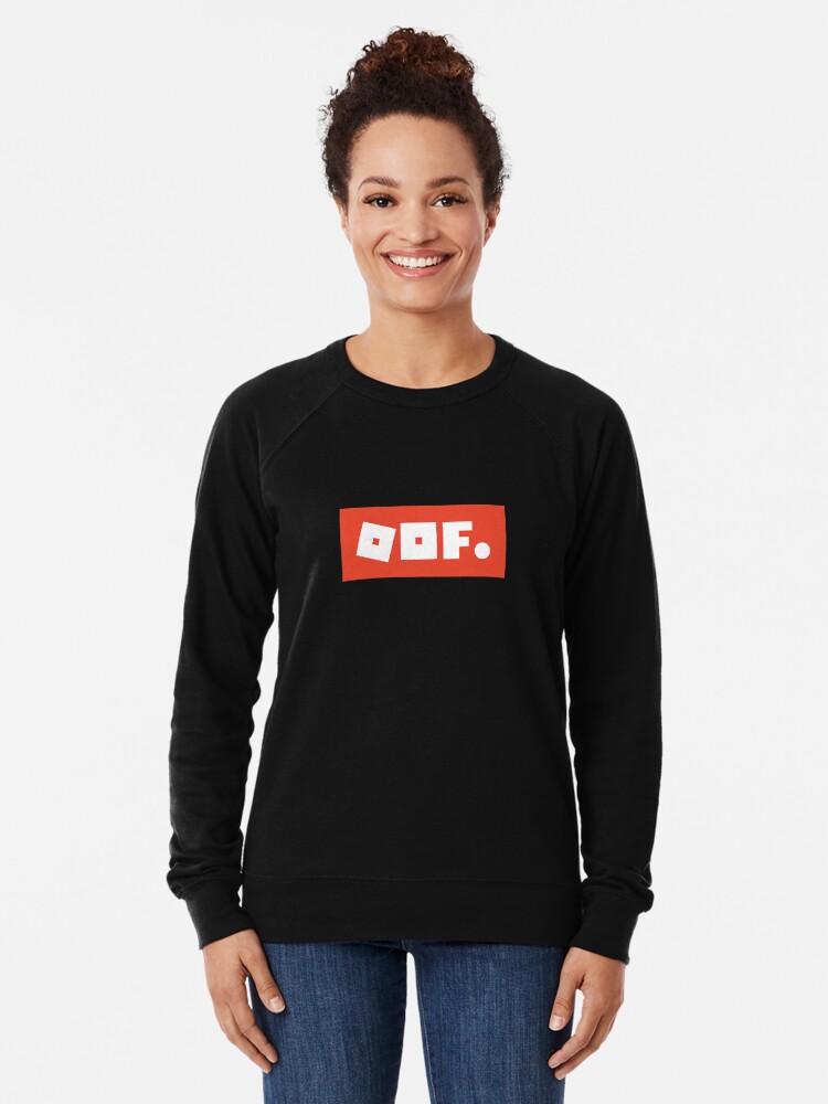 Oof Roblox Meme Red Box Logo Lightweight Sweatshirt By Smithdigital Redbubble - hoodie red t shirt roblox