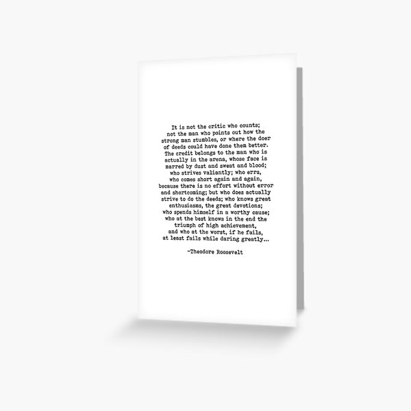 Man In The Arena Theodore Roosevelt Quote Greeting Card