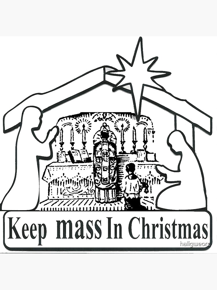 Thumbnail 3 of 3, Sticker, Keep Mass In Christmas designed and sold by haligweorc.