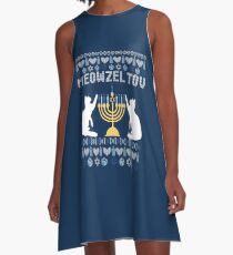 Meowzel Tov Chanukah Shirt A-Line Dress