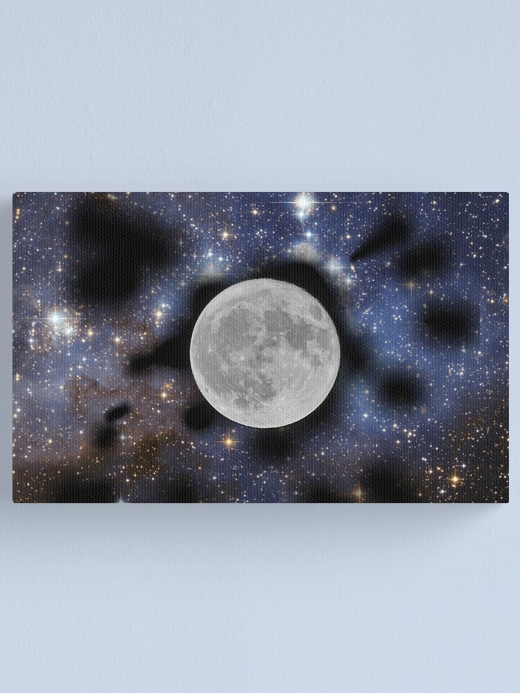 Impression Sur Toile Ciel Etoile Avec Lune Noire Par Can1cyp2 Redbubble