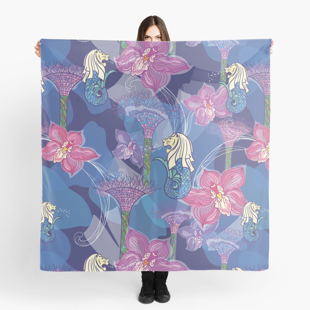 Asia Travel Singapore Sketch Scarf