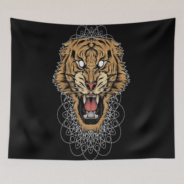 Artikelvorschau, Wütender Tiger und Mandala entworfen und verkauft von leen12 Art Designs Prints.
