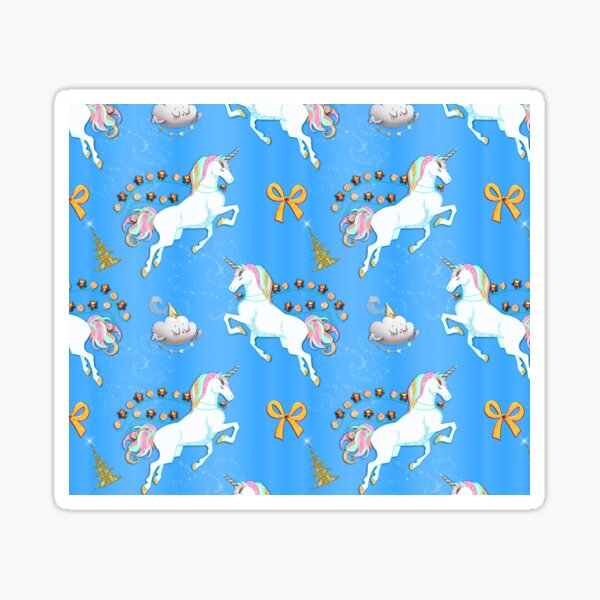 Blue Christmas Unicorns Sticker