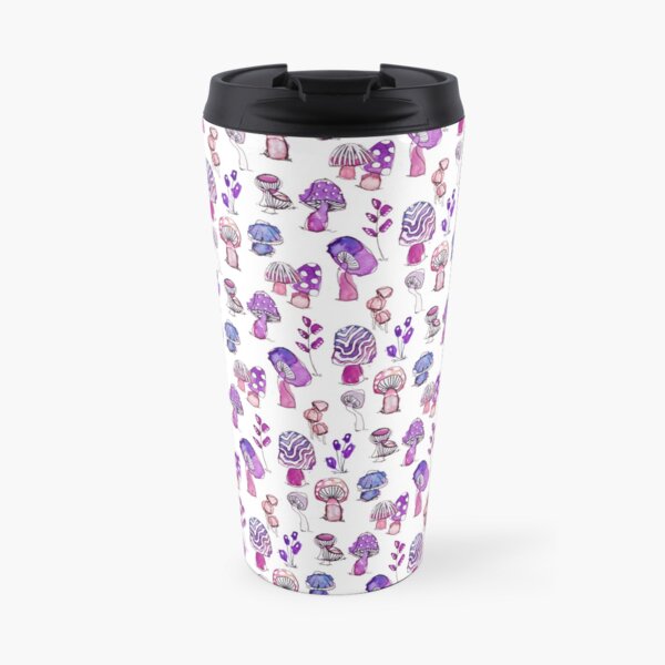Purple Mushroom Garden Pattern Travel Mug