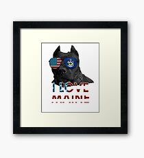 Best America Pitbull I love Maine Pitbull Lover Design Framed Print