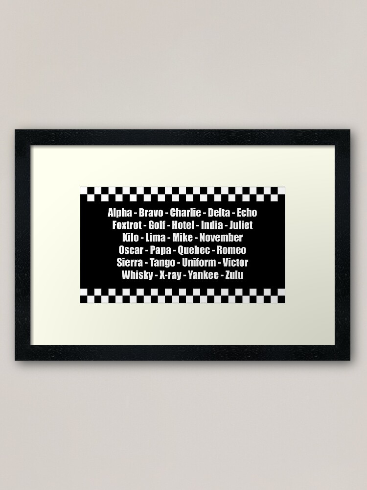 Phonetic Alphabet Police Force Checkerboard Design Framed Art Print By Creativetwins Redbubble