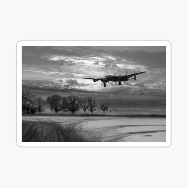 Morning return: Lancasters at sunrise B&W version Sticker