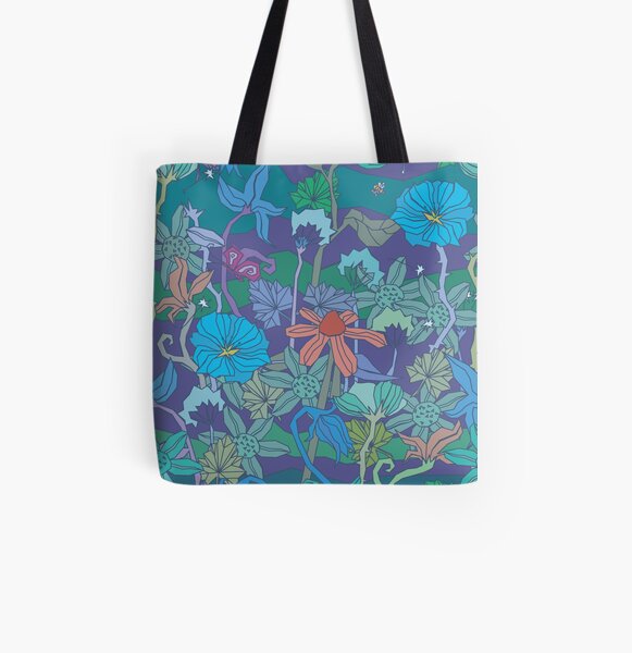 Flower blue All Over Print Tote Bag