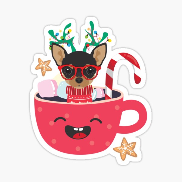 "Chihuahua In Teacup Xmas Holiday Gift" Sticker For Sale By Vilily ...