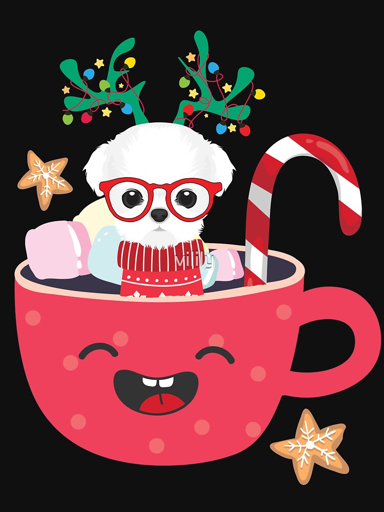 "Maltese In Teacup Xmas Holiday Gift" Tshirt for Sale by vilily