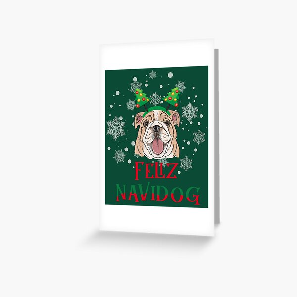 English Bulldog Feliz Navidog Christmas Gift Greeting Card