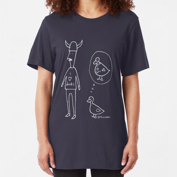 Sven and his duck - pale print for dark t-shirts Slim Fit T-Shirt