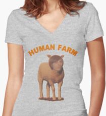 Menschlicher Bauernhof Shirt mit V-Ausschnitt