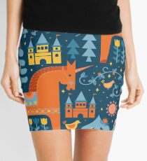 Fairy Tale in Blue + Orange Mini Skirt