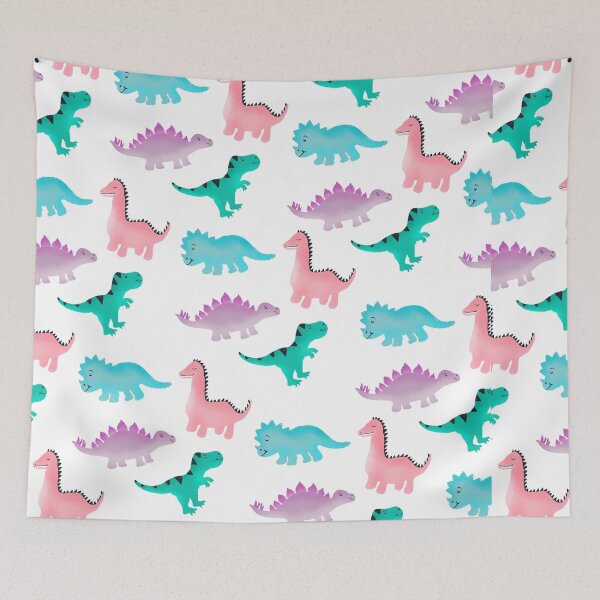 Item preview, Cute whimsical pastel watercolor dinosaurs pattern illustration by Girly Trend designed and sold by GirlyTrend.