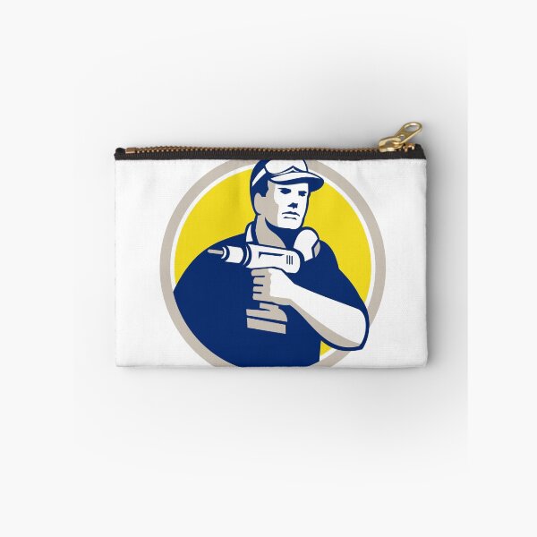 Item preview, Handyman Holding Power Drill Circle Retro designed and sold by patrimonio.
