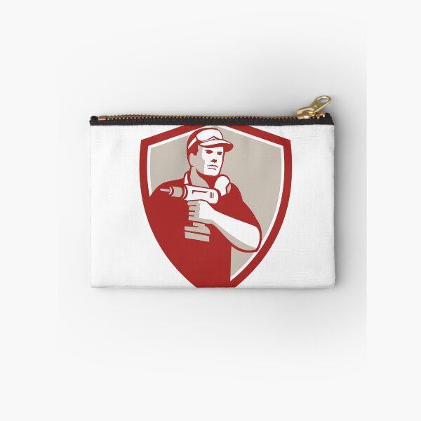 Item preview, Handyman Holding Power Drill Crest Retro designed and sold by patrimonio.