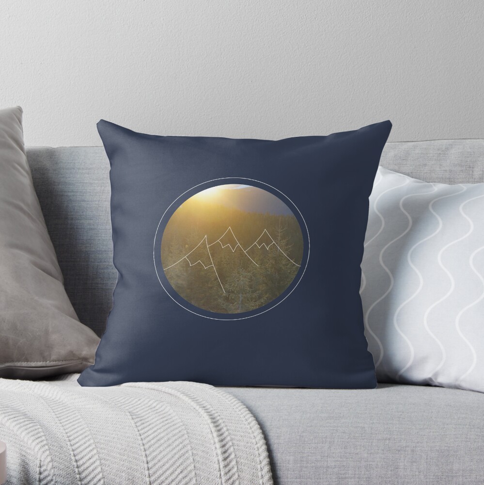 Mountain sunrise in Winter Throw Pillow