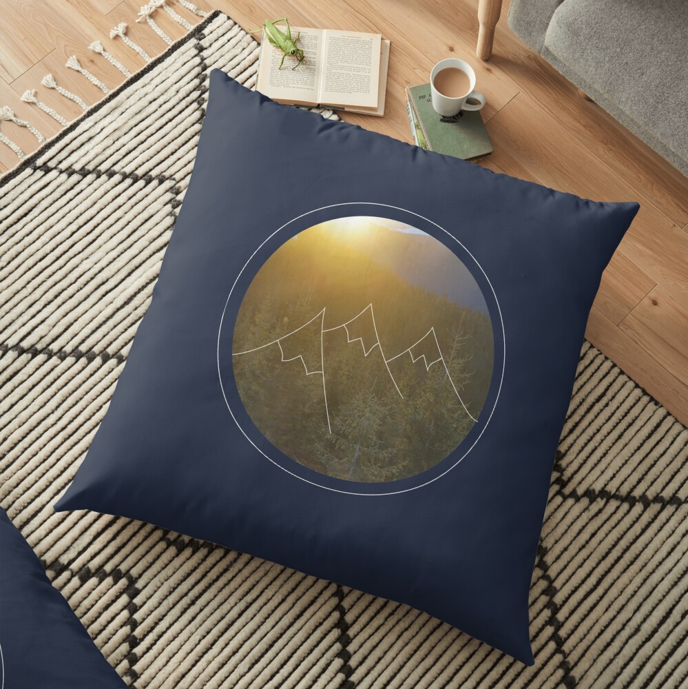 Mountain sunrise in Winter Floor Pillow